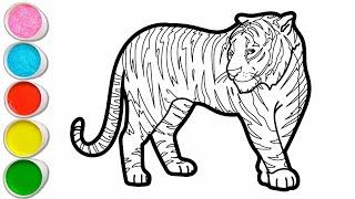 Colorful Tiger Drawing for kids, Painting & Coloring for kids, Toddlers | Let's Draw Together