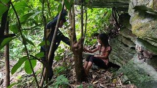 The boy wandered alone, completed the house and cut bamboo to make a bed to meet the girl