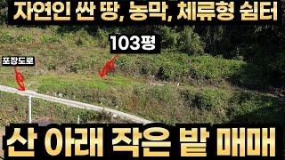 자연인 땅 농막 전기 지하수 정화조 가능한 산 아래 밭 매매 포장도로 접 동네와 떨어진 한적한 위치 탁트인 산중턱 남향 충주 괴산 가까운 토지매매 총투자 비용 적은 소형 작은 토지