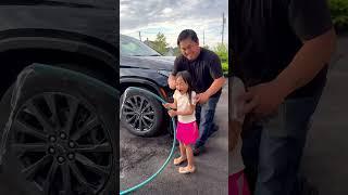 Car wash prank on dad ️