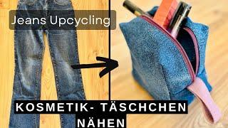 Upcycling Idee- DIY Kosmetiktäschchen aus deiner alten Jeans nähen-super einfach ohne Schnittmuster