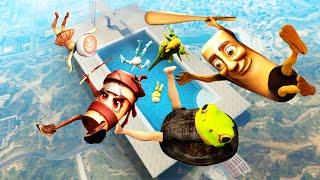 GTA 5 Tralalero Tralala and Ballerina Cappuccina Team Jumping into Largest Pool (Water Jumps)