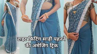 shimmer chiffon saree draping tutorial | how to wear simple steps saree draping