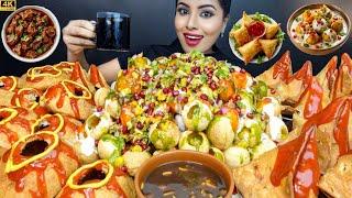 ASMR Eating Spicy Samosa,Pani Puri,Dahi Puri,Masala Kachori Indian Street Food ASMR Eating Mukbang