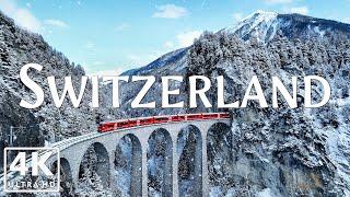 Explore Winter in Switzerland 4K:Stunning Footage, Scenic Relaxation with Snowy Views, Calming Music