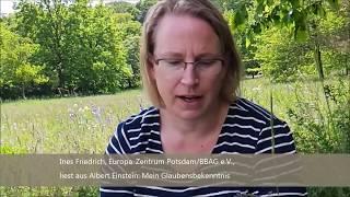 Lesung aus verbrannten Büchern, 22.5.2020 - Ines Friedrich liest aus  Einsteins "Glaubensbekenntnis"