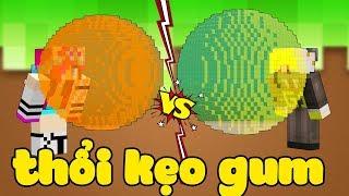 ONE VÀ NOOB YETI THỬ THÁCH CHƠI  MINI GAME THỔI KẸO GUM TRONG MINECRAFT