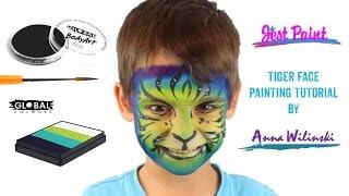 Blue and Green Tiger Face Painting Tutorial