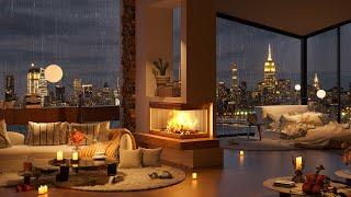 Smooth Jazz Nights by the City   Luxurious Bedroom Ambience for Relaxation and Focus, Work, Study