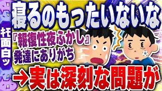 【ｷﾓ面白い2chスレ】【悲報】1日が終わるのがもったいないと感じて眠れない現象→『報復性夜ふかし』が原因だった…【ゆっくり解説】