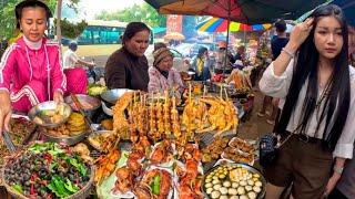 Cambodian Street Food 2024 - 4K -Walking tour @ Countryside Market Delicous Plenty of khmer foods