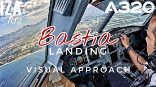 A320 BIA  Bastia | LANDING 34 Visual Approach | 4K Cockpit View | ATC & Crew Comm [RE UPLOAD]