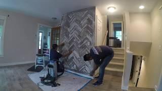 Timelapse Installation of a Herringbone White Barn Siding Wall