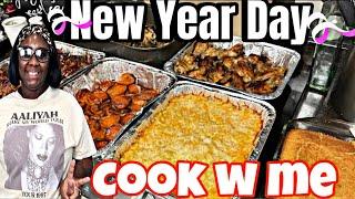 Come cook with me my  First Meal of  2025| black eye peas  baked chicken, Collard Greens, cornbread