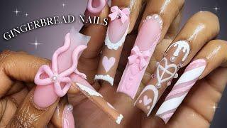 Gingerbread Polygel Nails Cute christmas nail art + how to do 3d nail art with polygel 