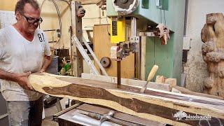 Cutting a Log of Brazilian Rosewood!!! AMAZING!!