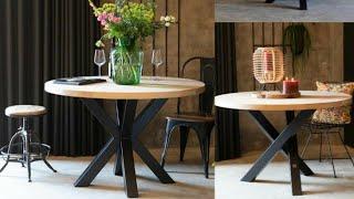 Modern metal and wood furniture | Round dining table ideas and decor