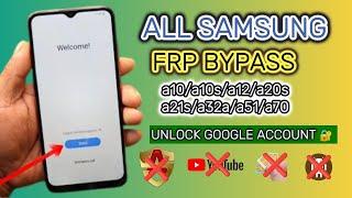 Samsung a10/a10s/a12/a20s/a21s/a32/a51/a70 FRP Bypass || Unlock Google Account || Not Install