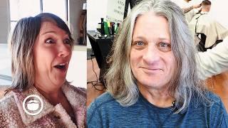 Wife Said ”WOW” Her Reaction After He Cut His Long Hair Is Priceless | Amazing Transformation