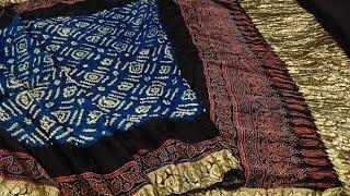 Pure Modal Silk Dupattas | Ajrakh with bandhej dupattas