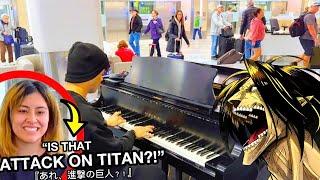 Playing ATTACK ON TITAN on piano in PUBLIC!