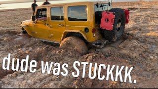 Built Jeep SUPER stuck. Sand Hollow Recovery