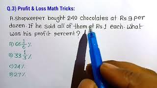 Profit And Loss in Hindi| Profit Loss Math Tricks| Profit Loss for RRB GROUP D SSC Exams |