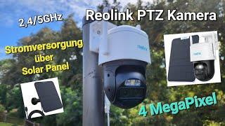 Reolink PTZ Überwachungskamera, 6X Hybridzoom, Solar WLAN Kamera Outdoor, 2,4/5GHz 