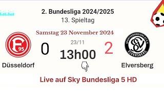 2. BUNDESLIGA : Düsseldorf 0 - 2 Elversberg live auf Sky Bundesliga 5 HD - 23.11.2024 um 13 Uhr