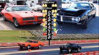 1969 Pontiac GTO Judge vs 1968 Pontiac Firebird RAII | STOCK DRAG RACE