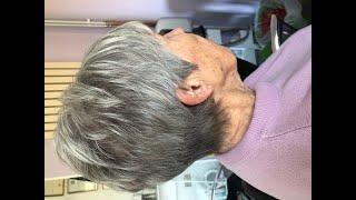 Learn how to create a short graduation haircut for mature women