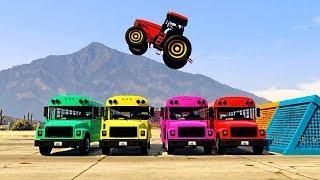 TRACTORS JUMPING BUSES | Superhero Nursery Rhyme Cartoons for Kids