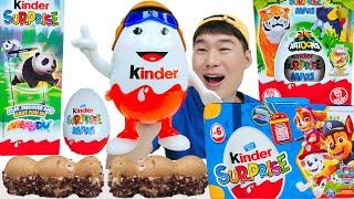 다양한 킨더초콜릿 먹방 Kinder Chocolate Mukbang 대왕킨더 장난감 에그초콜릿 동물장난감 퍼피구조대 Animal Toy 재미있는영상 JJAEMI