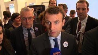 Le ministre français de l'Economie Macron à la foire de Hanovre