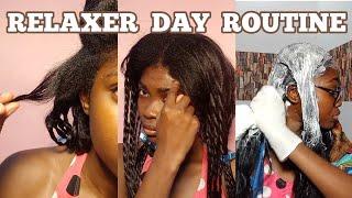 RELAXER DAY ROUTINE: RELAXER PREP PROCESS //AT HOME RELAXER ROUTINE // RELAXED HAIR // HAIRLISTABOMB