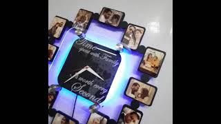 Multi color led Light wall clock photo frame|