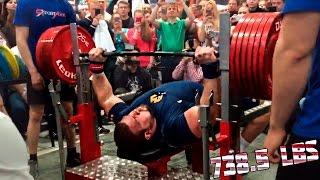 Kirill Sarychev 335 kg(738.5lbs) RAW Bench Press World Record 2015