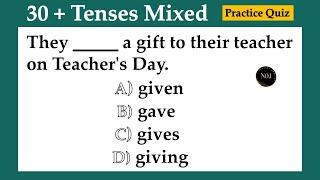 30 + Tenses Mixed Quiz | English Grammar Practice test | Test your English | No.1 Quality English