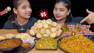 Spicy Pani Puri With Maggi Eating Challenge | Asmr Spicy Chole bhature Eating | Food Challenge