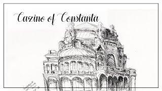 Desen arhitectural in cerneala Constanta Cazino INK Drawing - Architectural drawing in ink on paper