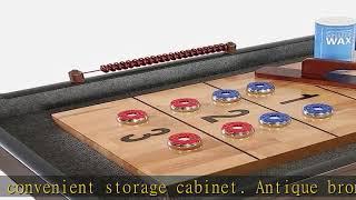 Challenger Shuffleboard Table w Dark Cherry Finish, Hardwood Playfield and Storage Cabinets