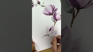 Watercolor tutorial - how to paint blossoming magnolia in loose style #watercolortutorial #arttips