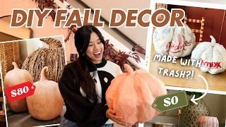 DIY CHALLENGE: MAKING FALL DECOR FOR $0! reusing supplies and genius hacks *budget-friendly ideas*