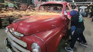 Roof chop on a 5 window truck...the MOST difficult chop to do  will our unconventional plan work??