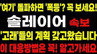 [솔레이어] '여기' 돌파하면 '폭등'? 꼭 보세요!! '고래'들의 계획 갖고왔습니다!! 이 대응방법은 꼭! 알고가세요!! #코'오타니'
