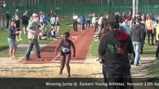 Janae Duporte-Clarke U15s long jump  Winning jump on 13-04-2014