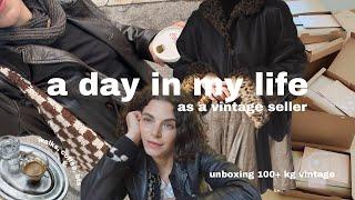 a day in my life as a vintage seller, unboxing 100+ kg vintage & more bts of m y small business 