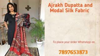 Ajrakh Dupatta and Plain Modal Silk Fabric