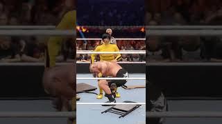 Brock Throws Bruce Lee through fire table  Then delivers an F5 #wwe #wwe2k24 #brocklesnar #gaming