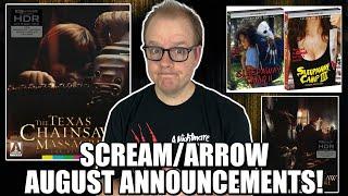HUGE August Announcements From SCREAM Factory And ARROW Video! | Texas CHAINSAW And Sleepaway CAMP!